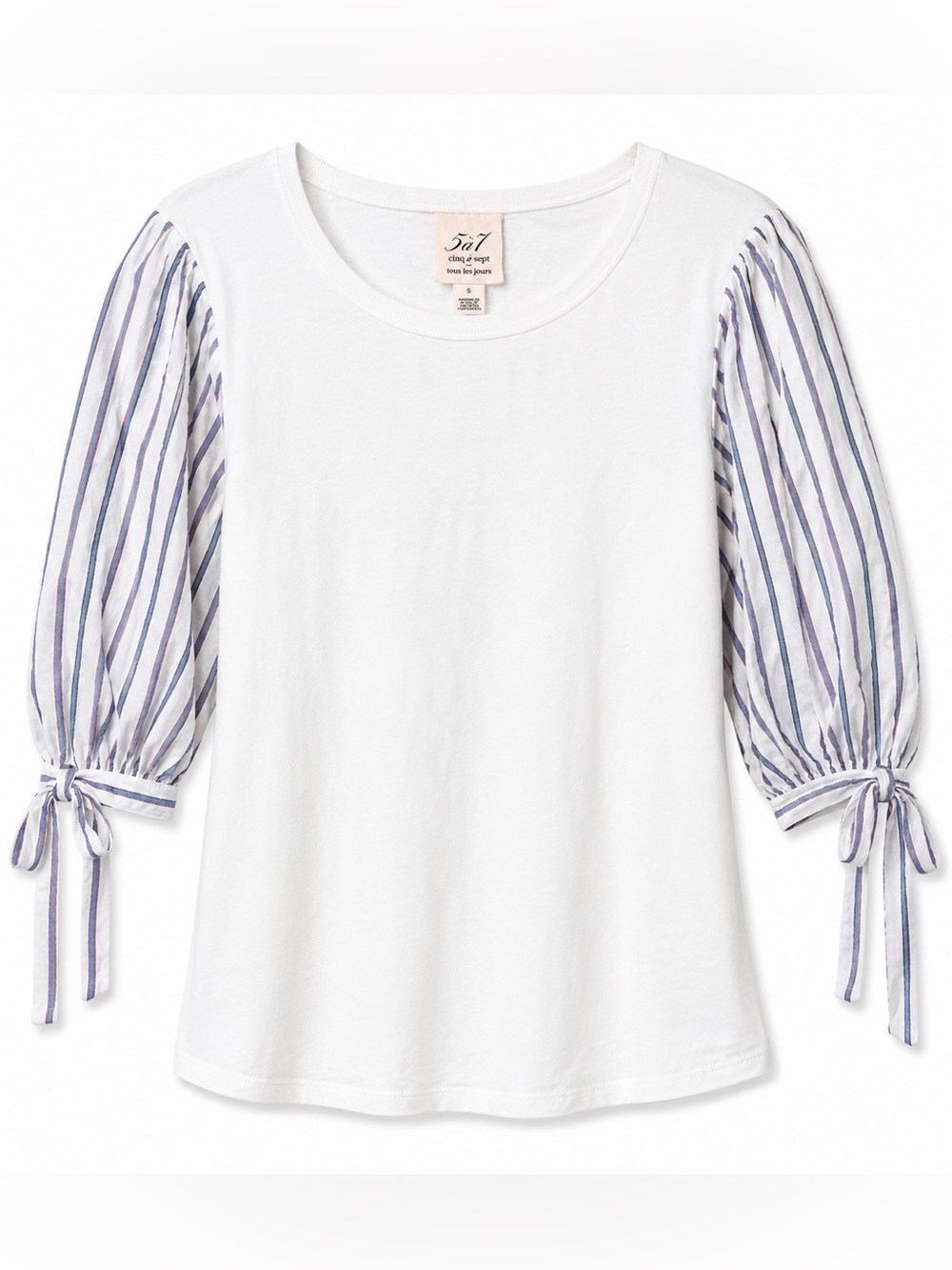 Cinq à Sept‎ 5à7 Puff Sleeve Tie Cuff Top Coastal Prep Cottagecore Small